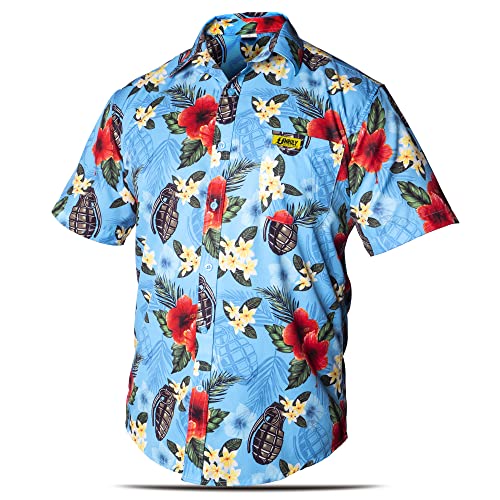 Amazon.com: Unruly Outfitters Hawaiian Shirt for Men Blue Grenades